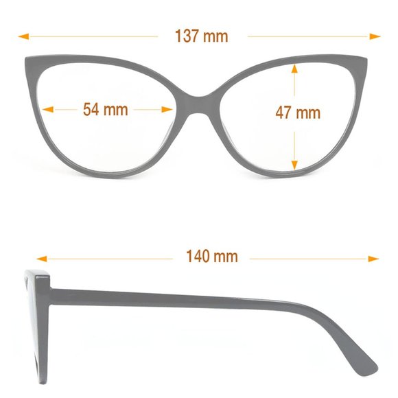 Cat Eye Oversized Frame Women's Reading Glasses - Picture 4 of 5